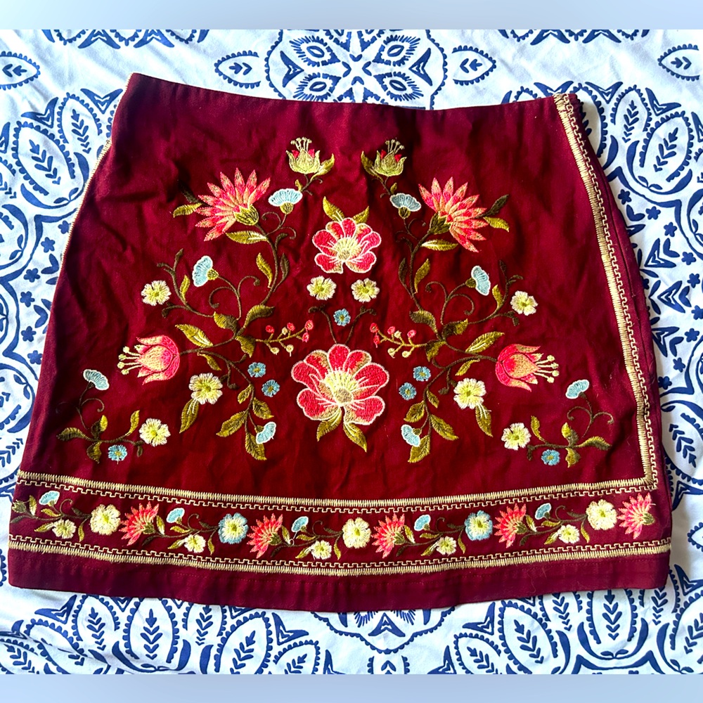 Embroidered Mini Skirt